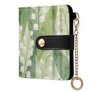 Yuiboo Sunflower and Wildflower Women's Leather Folding Wallet Minimalist Waterproof Magnetic Snap Closure for Daily Use, Lily of the Valley, One Size, Art Deco