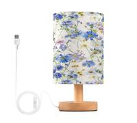 Yuiboo Table Lamp Watercolor Wildflowers Blue Daisies Cornflowers Led Light for Small Spaces Table Lamp for Study Library