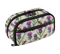 Yuiboo Thistle Bee Garden Elastic Pen Loops Pencil pouching Full Printed Tear Resistant for Teen Girls Boys