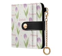 Yuiboo tulips Mom Gratitude Women's Compact Folding Wallet Unique PU Leather Bifold Wallet for Women Boys Girls