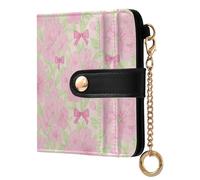 Yuiboo Vibrant Summer Wildflower Women's Small Folding Wallet Unique PU Leather Zipper Coin Pocket for Daily Travel, Soft Blush Pastel Floral, One Size, Art Deco