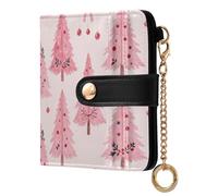 Yuiboo Vintage Parisian Print Ladies Classic Foldable Wallet Unique Waterproof RFID Blocking as Gift, Blush Holiday Trees, One Size, Art Deco