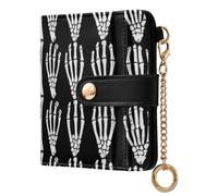 Yuiboo Vintage Parisian Print Ladies Classic Foldable Wallet Unique Waterproof RFID Blocking as Gift, Skeleton Hand Black, One Size, Art Deco