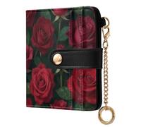 Yuiboo Vintage Purple Floral Women's Folding Card Wallet Convenient PU Leather 7 Card Slots as Gift, Deep Red Rose, One Size, Art Deco