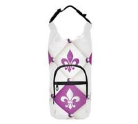 Yuiboo Water Bottle Shoulder Carrier Purple Mardi Gras Carnival Royal Lily Beads Lightweight Water Bottle Carrying Case 20/24/32/40oz Hiking Water Bottle Backpack