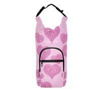 Yuiboo Water Bottle Sling Doodle Peach Stripe Hearts Valentine Days Space-Saving Insulated Bottle Carrier Water Bottle Carrier with Strap,Fits 20 oz, 24 oz, 32 oz,40 oz bottles