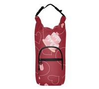 Yuiboo Water Bottle Storage Bag Valentine's Day Cute Hearts Birthday Cakes Red Portable Water Bottle Insulated Holder Backpack Water Bottle Holder,Fits 20 oz, 24 oz, 32 oz,40 oz bottles