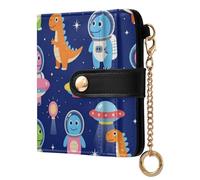 Yuiboo Western Cowgirl and Cactus Ladies Folding Coin Wallet Fancy PU Leather Magnetic Snap Closure as Gift, Navy Blue Dinosaur UFO, One Size, Art Deco