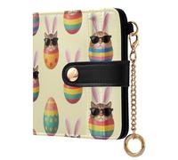 Yuiboo Western Cowgirl and Cactus Ladies Folding Coin Wallet Fancy PU Leather Magnetic Snap Closure as Gift, Easter Rabbit with Colorful Eggs, One Size, Art Deco