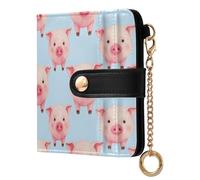 Yuiboo White gooses Silhouette Women's Small Folding Wallet Fancy Compact 7 Card Slots for Daily Travel, Piglet Farm, One Size, Art Deco
