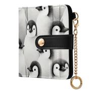 Yuiboo White gooses Silhouette Women's Small Folding Wallet Fancy Compact 7 Card Slots for Daily Travel, Cute Penguin Arctic, One Size, Art Deco
