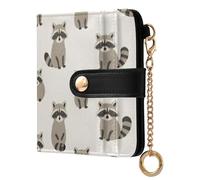 Yuiboo White gooses Silhouette Women's Small Folding Wallet Fancy Compact 7 Card Slots for Daily Travel, Cute Raccoon Head, One Size, Art Deco