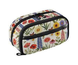 Yuiboo Wildflower Butterfly Garden Multi-Slot Stationery Organizer Portable Large Capacity Tear Resistant Back To School Supplies