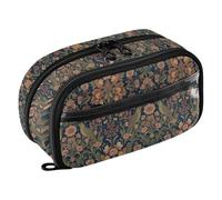 Yuiboo William Morris Earthy Floral with Double Zipper Stationery Organizer Portable Large Capacity Sturdy Stationery for High School College Students