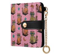 Yuiboo Women's Folding Card Wallet, Cute Wallet Purse | Faux Leather, Credit Card Holder, As Gift, Modern Atomic Era cute Cat