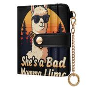 Yuiboo Women's Folding Card Wallet, Lightweight Wallet Purse | Waterproof, Magnetic Snap Closure, Travel, Bad Momma Llama Retro Alpaca Mothers Day