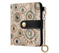 Yuiboo Women's Folding Card Wallet, Portable Mini Purse | Waterproof, RFID Blocking, For Shopping, Blue Evil Eye Amulet