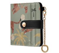 Yuiboo Women's Folding Card Wallet, Unique Card Cases | Compact , Credit Card Holder, As Gift, Orange Animal Palm Tree