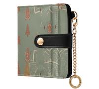 Yuiboo Women's Folding Wallet, Lightweight Wallet Purse | Faux Leather, Key Ringing, For Daily Travel, Gingerbread Man Christmas Tree