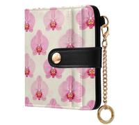 Yuiboo Women's Leather Folding Wallet, Fancy Mini Purse | Faux Leather, Zipper Pocket, For Daily Use, Cream Base Blush tulips