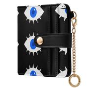 Yuiboo Women's Small Folding Wallet, Unique Wallet Purse | PU Leather, Magnetic Snap Closure, For Shopping, Bold Blue Eye Graphic