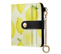 Yuiboo Woof Puppy Print Ladies Slim Foldable Wallet Cute Waterproof RFID Blocking for Daily Use, Lemon on Cream Background, One Size, Art Deco