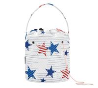 Yuiboo Yarn Bag American Stars Stripes Red Blue Knitting Bag Yarn with Holes Needle Storage for Crochet Hook Craft Storage