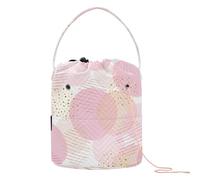 Yuiboo Yarn Bag Baby Peach Circles Geometric Dot Knitting Project Bags with Holes Crochet Tote for Crochet Knit Knitting Storage