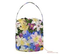 Yuiboo Yarn Bag Beauty Spring Flowers Colorado Blue Columbine Crochet Project Bag with Holes Storage Bag for Knit Crochet Knitting Organizer