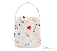 Yuiboo Yarn Bag Different Words Colorful Happy Fathers Day Crochet Storage Bag with Holes Needle Storage for Crochet Tools Craft Organizers
