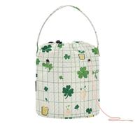Yuiboo Yarn Bag St. Patrick's Day Lucky Green Clover Crochet Bags Crocheting with Holes Storage Bag for Yarn Balls Knitting Supply