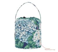 Yuiboo Yarn Bags Beauty Spring Flowers Oak-leaf Hydrangea Craft Organizers Storage with Holes Storage Bag for Crochet Tool Knitting Organizer