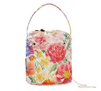 Yuiboo Yarn Bags Flowers Peonies Rose Colorful Small Crochet Bag Portable Crocheting Bag for Crochet Knit Yarn Organizer