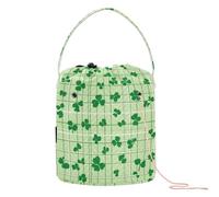 Yuiboo Yarn Bags St. Patrick's Day Lucky Green Clover Yarn Carrier Bag Portable Storage Bag for Knitting Needle Knitting Supplies