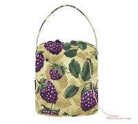 Yuiboo Yarn Bags Sweet Berry Fruit Purple Crochet Bags Totes Portable Needle Storage for Knitting Needles Knitting