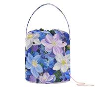 Yuiboo Yarn Storage Bag Beauty Spring Flowers Colorado Blue Columbine Crochet Hook Case with Holes Crocheting Bag for Crochet Needle Crochet Craft