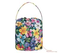 Yuiboo Yarn Storage Bag Jamaica Lignum Vitae Beauty Summer Flowers Crochet Bags Crocheting Portable Travel Bag for Knit Crochet Knitting Project