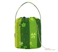 Yuiboo Yarn Storage Bag St. Patrick's Day Lucky Green Clover Crochet Bags Crocheting Portable Storage Bags for Knitting Tools Storage Crochet