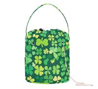 Yuiboo Yarn Storage Bag St. Patrick's Day Lucky Green Clover Knitting Tote Bag with Holes Travel Bag for Knitting Needles Knitting Accessories
