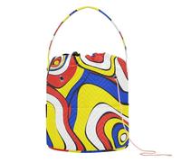 Yuiboo Yarn Storage Bag Wavy Circles Colorful Knitting Crochet Bag Portable Storage Bags for Crochet Tool Knitting Storage