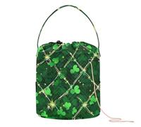 Yuiboo Yarn Storage St. Patrick's Day Lucky Green Clover Crochet Supplies Organizer Portable Needle Storage for Crochet Needle Crochet Organizer