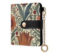 Yuiboo Yellow Damask Blooms Women's Folding Wallet Portable PU Leather 7 Card Slots for Shopping, Orange tulips Damask, One Size, Art Deco