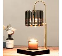 Yuichoy Candle Warmer Lamp with Timer, Dimmable Electric Candle Wamer Adjustable Height, Glass Candle Melter Lamp for Jar Candle, Black