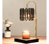 Yuichoy Candle Warmer Lamp with Timer, Dimmable Electric Candle Wamer Adjustable Height, Glass Candle Melter Lamp for Jar Candle, Black