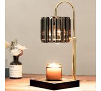 Yuichoy Candle Warmer Lamp with Timer, Dimmable Electric Candle Wamer Adjustable Height, Glass Modern Candles Melter Lamp, Black