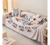 Yuing Boho Throw Blanket with Tassels, Soft Chenille Throw for 2 3 4 Seater Sofa Bedspreads Armchairs Settees Couch, Furniture Protector Sofa Chair Cover Tablecloth (I Style,180x180cm)
