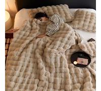 Yuing Luxury Faux Rabbit Fur Throw Blanket, Ultra Soft Shaggy & Fluffy Throw Rug, Plush Fuzzy Blanket for Bed Couch Sofa Armchair Chair Home Accent Decor (Khaki,100x160cm)