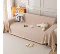 Yuing Waffle Sofa Throw Blanket with Tassels for 2 3 4 Seater, Woven Cotton Reversible Versatile Throws for Settees Couch Armchair Bed, Dirt-repellent Washable (Coffee,180x300cm)