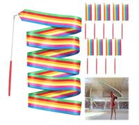 Yuio 10pcs Rhythmic Gymnastics Ribbon, 6.6 Ft/2m Rainbow Ribbon Wands, Colorful Dance Ribbons for children, Multicolor Ribbon Wands for Gym, Training, Circus, Dance, Baton Twirling, Dancing Streamers