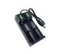 Yuio 18650 Battery Charger for 18500 14500 21700 26650 26700 with USB Cable and LED Indicator, Universal Fast Dual Battery Charge for 3.7V Li-ion Rechargeable Batteries for 18490 18350 17670 17500